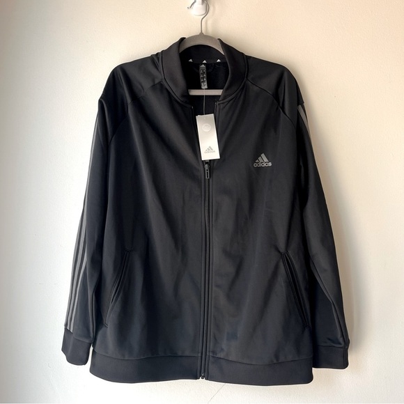 Adidas Women’s 2XL Black Primegreen 3-Stripes Track Jacket Zip Up NWT Athleisure - Picture 1 of 9